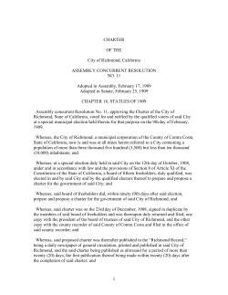 CHARTER OF THE City of Richmond, California ASSEMBLY
