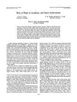 Role of Hope in Academic and Sport Achievement