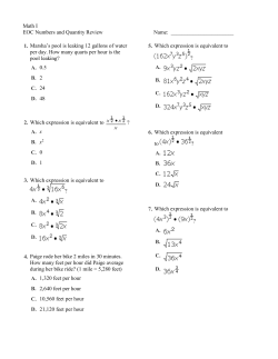 Math I EOC Numbers and Quantity Review Name