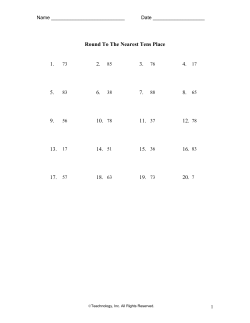Round To The Nearest Tens Place 1. 2. 85 3. 76 4. 17 5. 6. 38 7. 88