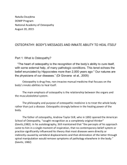 osteopathy: body`s messages and innate ability to heal itself