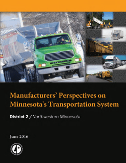 Manufacturers` Perspectives on Minnesota`s Transportation System