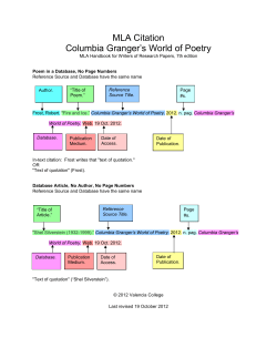 MLA Citation Columbia Granger`s World of Poetry