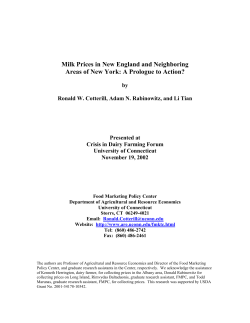 Milk Prices in New England and Neighboring Areas of