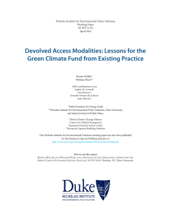 Devolved Access Modalities: Lessons for the Green Climate Fund
