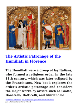 The Artistic Patronage of the Humiliati in Florence