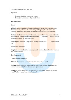Church Going lesson plan II