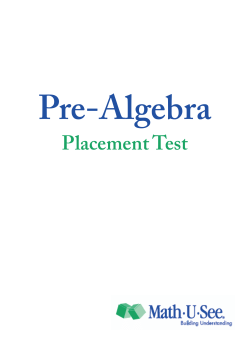 Pre-Algebra Placement Test