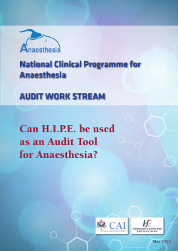 National Clinical Programme for Anaesthesia AUDIT WORK
