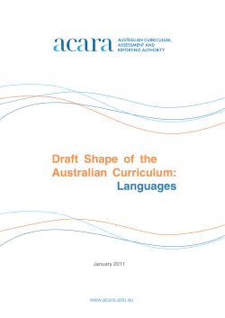 Draft Shape of the Australian Curriculum: Languages