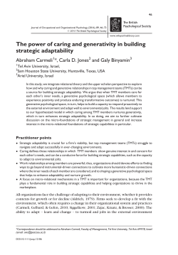 The power of caring and generativity in building strategic adaptability