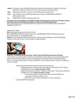 Dates for Recruitment and Hiring