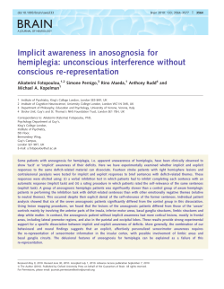Implicit awareness in anosognosia for hemiplegia
