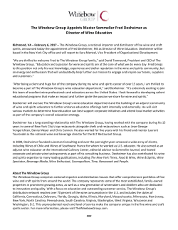 The Winebow Group Appoints Master Sommelier Fred Dexheimer