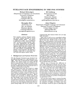 SUBLANGUAGE ENGINEERING IN THE FOG SYSTEM