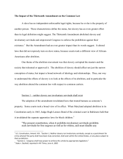 The Impact of the Thirteenth Amendment on the Common Law A