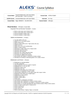 Course Syllabus: Essential Mathematics (with QuickTables)