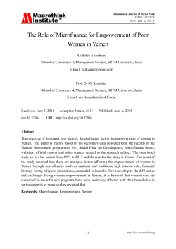 The Role of Microfinance for Empowerment of Poor Women in Yemen