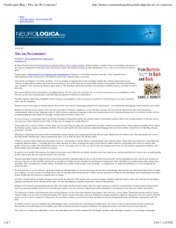 NeuroLogica Blog &raquo; Why Are We Conscious?