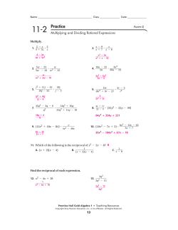 Multiplying and Dividing Rational Expressions