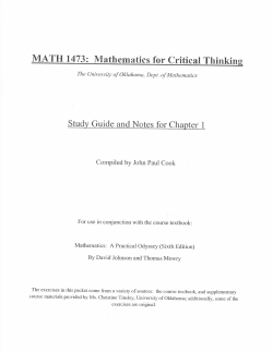 MATH 1473: Mathematics for Critical Thinking