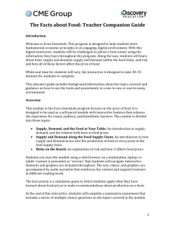 The Facts about Food: Teacher Companion Guide