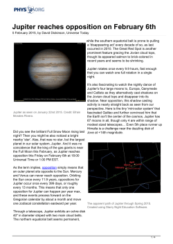 Jupiter reaches opposition on February 6th