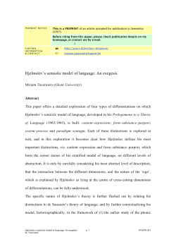 Hjelmslev`s semiotic model of language: An exegesis