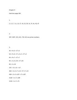 Chapter 9 Exercises page 106 1- 2, 3, 5, 7, 11, 13, 17