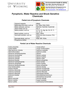 Pyrophoric, Water Reactive and Shock Sensitive Chemicals
