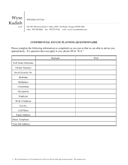 Estate Planning Questionnaire &ndash; Washington
