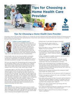 Tips for Choosing a Home Health Care Provider
