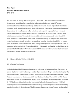 1 Final Report History of Social Welfare in Latvia 1900