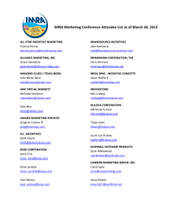 IMRA Marketing Conference Attendee List as of March 26, 2013