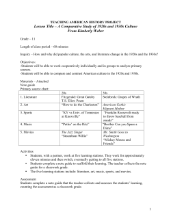 A Comparative Study of 1920s and 1930s Culture