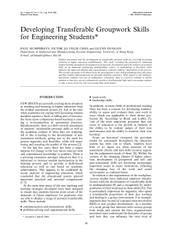 Developing Transferable Groupwork Skills for Engineering Students*