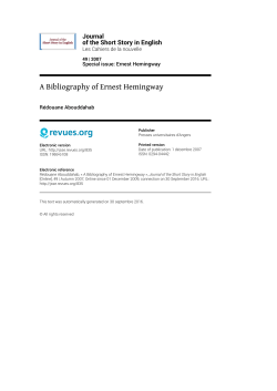 Journal of the Short Story in English, 49 | 2009