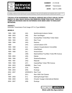 Automatic Transmission Fluid Usage ATF+4 (Type