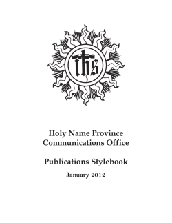 Holy Name Province Communications Office Publications Stylebook