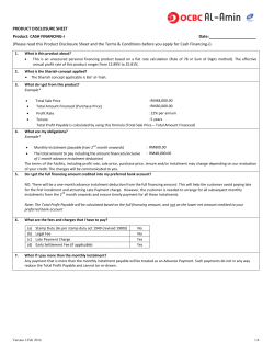 PRODUCT DISCLOSURE SHEET Product: CASH FINANCING