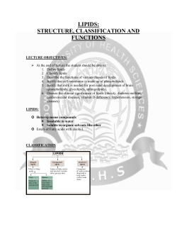LIPIDS: STRUCTURE, CLASSIFICATION AND FUNCTIONS