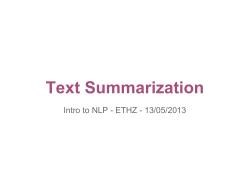 Text Summarization - ETH Systems Group