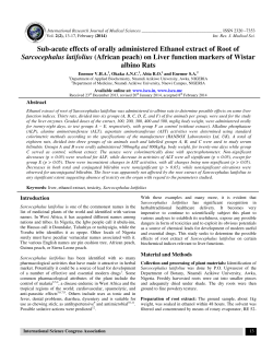 Sub-acute effects of orally administered Ethanol extract of Root of