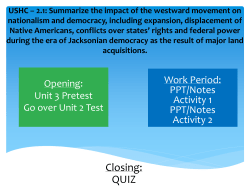 USHC &ndash; 2: TSWD an understanding of how economic developments