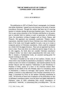 The De Mortalitate of Cyprian: Consolation and Context