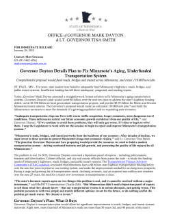 Governor Dayton Details Plan to Fix Minnesota`s Aging