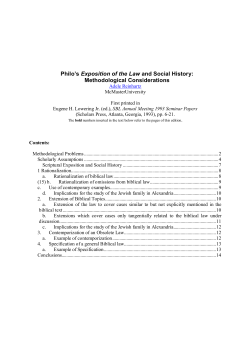 Philo`s Exposition of the Law and Social History