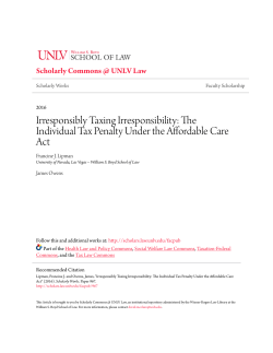Irresponsibly Taxing Irresponsibility: The Individual Tax Penalty