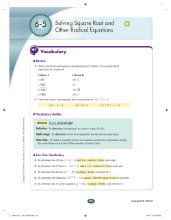 Solving Square Root and Other Radical Equations