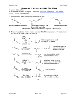 Homework 1: Alkynes and NMR SOLUTION